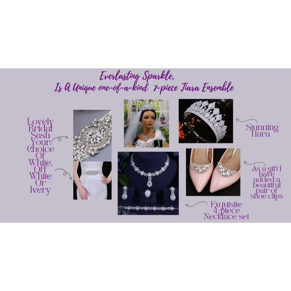 Everlasting Sparkle, is a Unique one-of-a-kind 7-piece Bridal  Tiara Ensemble